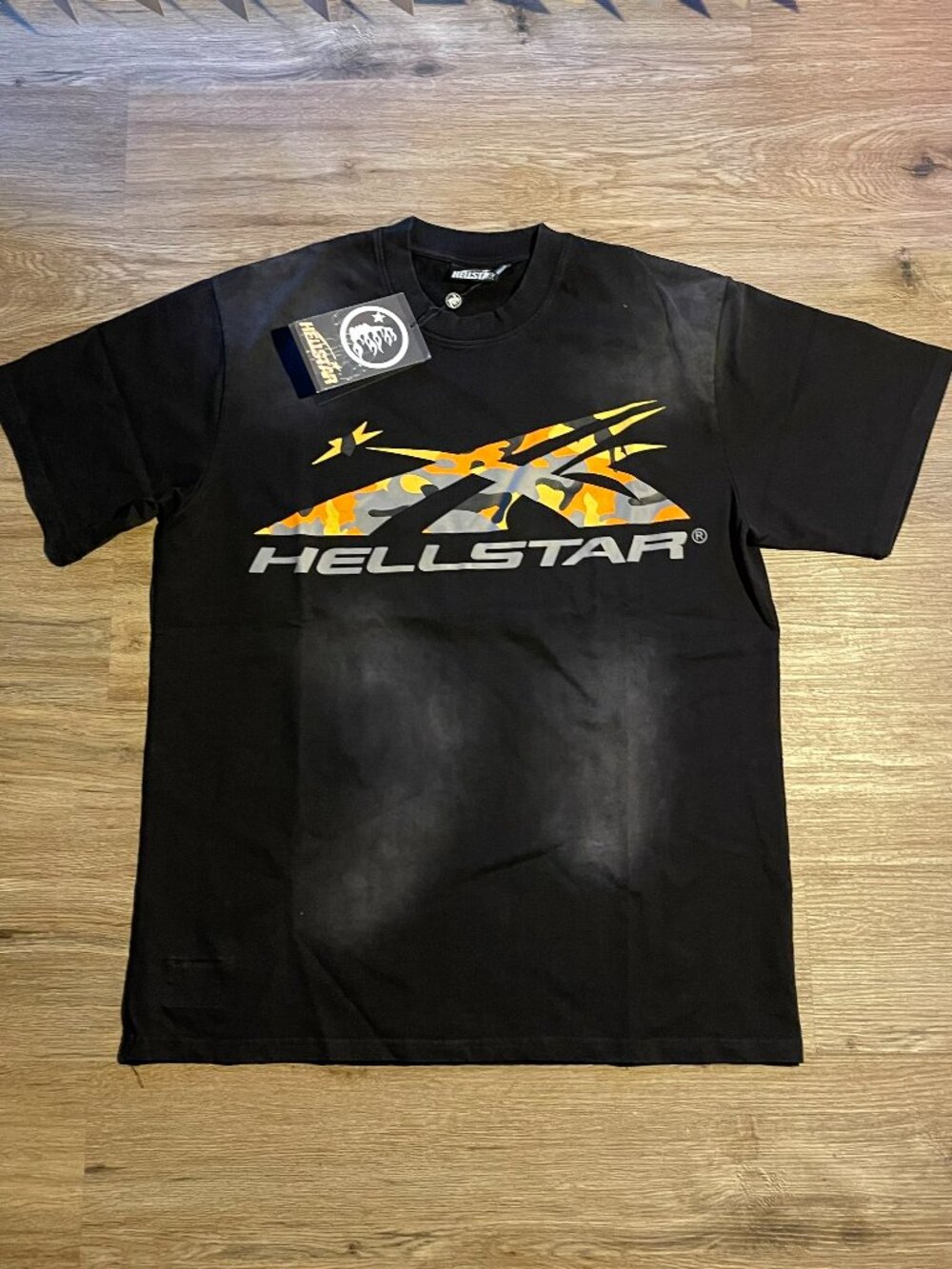 (NEW)HELLSTAR (ORANGE/YELLOW/GREY) CAMOUFLAGE T-SHIRT.